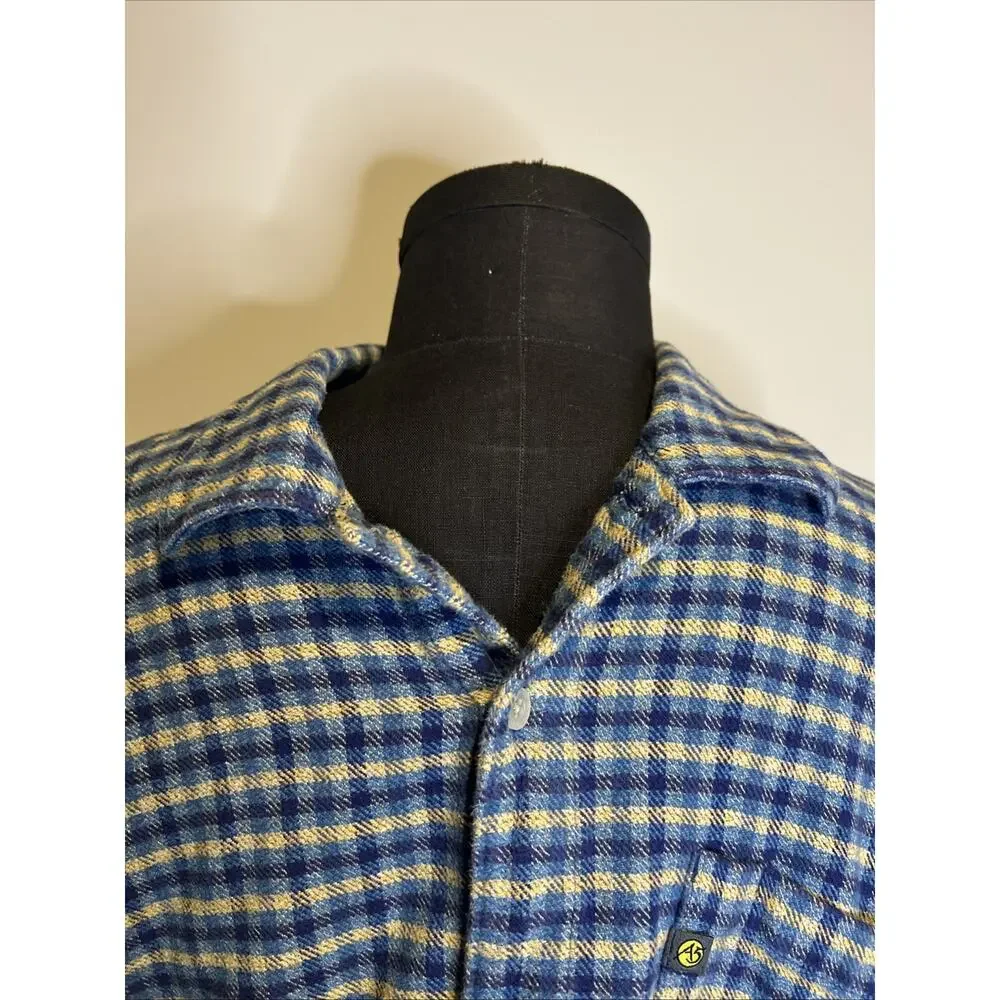 North‎ Face A5 Series Flannel Button Up Blues X-Large Mens 100% Cotton Outdoorsy